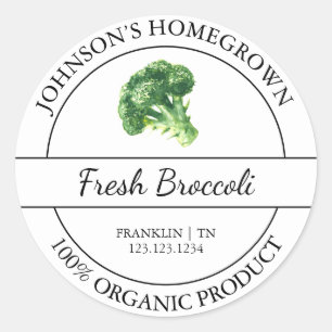 Homegrown Garden Frische Bio Brokkola Runder Aufkleber