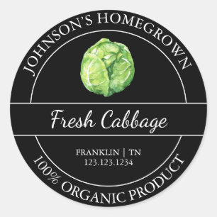 Homegrown Garden Frische Bio Kohlmarke Runder Aufkleber