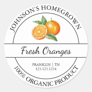 Homegrown Garden Frische Bio Orange Label Runder Aufkleber