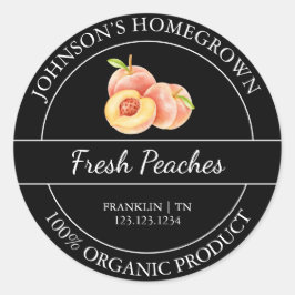 Homegrown Garden Frische Bio Pfirsichmarke Runder Aufkleber