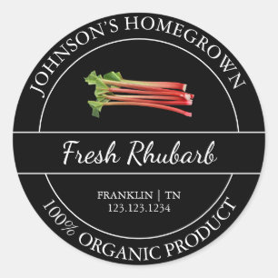 Homegrown Garden Frische Bio Rhubarbe Runder Aufkleber