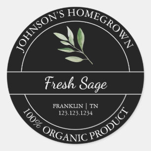 Homegrown Garden Frische Bio Seite Runder Aufkleber