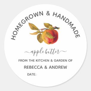 Homegrown & Handmade Apple Butter Mason Jar Runder Aufkleber