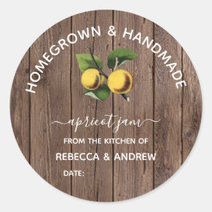 Homegrown & Handmade Apricot Jam Barn Wood Runder Aufkleber
