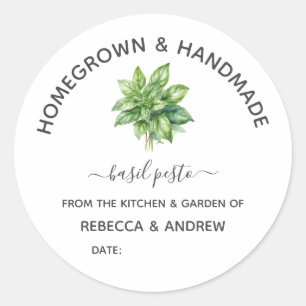 Homegrown & handmade Basil Pesto Zuhause Canning Runder Aufkleber