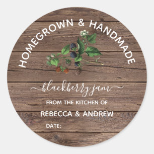 Homegrown & Handmade BlackBerry Jam Barnwood Runder Aufkleber