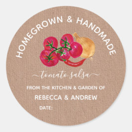 Homegrown & Handmade Chill Tomato Salsa Mason Jar Runder Aufkleber