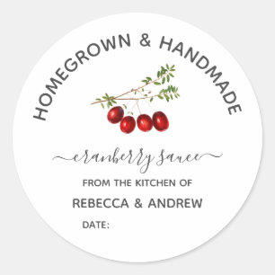 Homegrown & Handmade Cranberry Sauce Vintag Runder Aufkleber