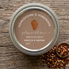 Homegrown & Handmade Jalapeno Chili Sauce Jar Runder Aufkleber