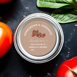 Homegrown & Handmade Kraft Tomato Sauce Mason Jar Runder Aufkleber