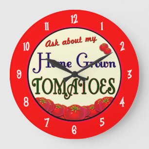 Homegrown Tomatoes Gardener Saying Wall Clock Große Wanduhr
