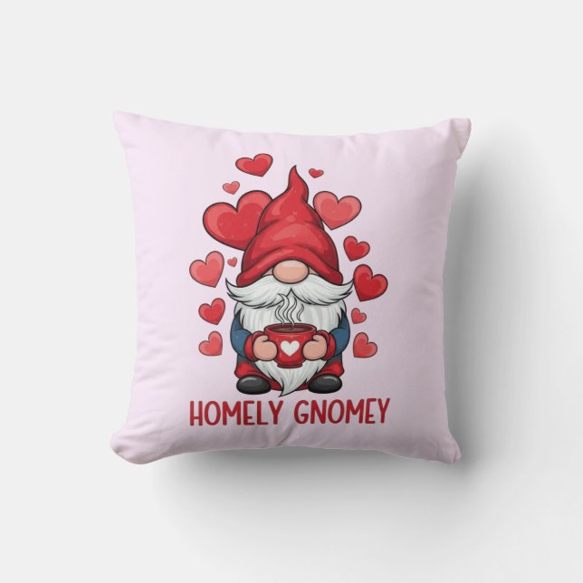 Homely Homey Red Herzen Gnome Design Kissen (Vorderseite)