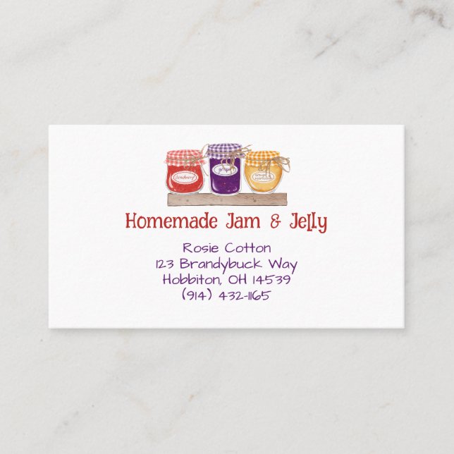 Homemad Jam & Jelly Business Card Visitenkarte (Vorderseite)