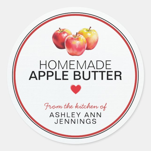Homemade Apple Butter Label | From the Kitchen Of Runder Aufkleber (Vorderseite)