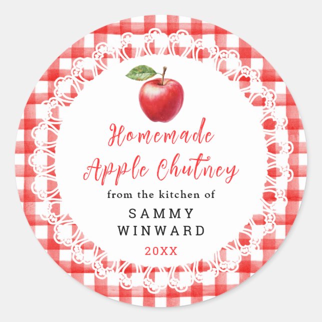 Homemade Apple Chutney Label Runder Aufkleber (Vorderseite)