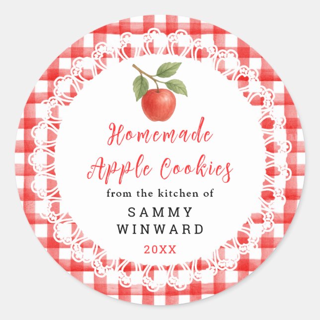 Homemade Apple Cookies Label Runder Aufkleber (Vorderseite)