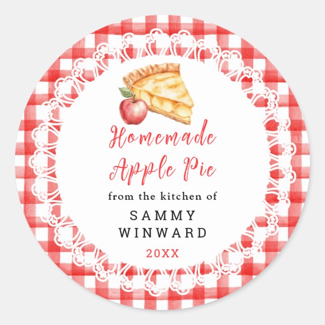 Homemade Apple Pie Food Label Runder Aufkleber (Vorderseite)