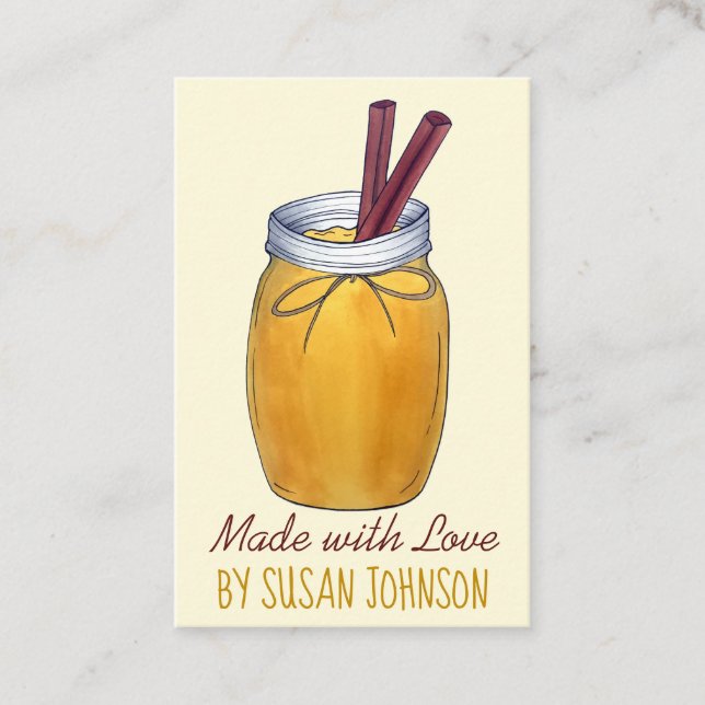 Homemade Applesauce Jar Canning Food Apple Sauce Visitenkarte (Vorderseite)