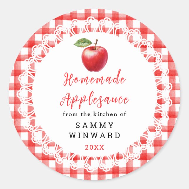 Homemade Applesauce Label Runder Aufkleber (Vorderseite)