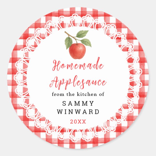 Homemade Applesauce Label Runder Aufkleber (Vorderseite)