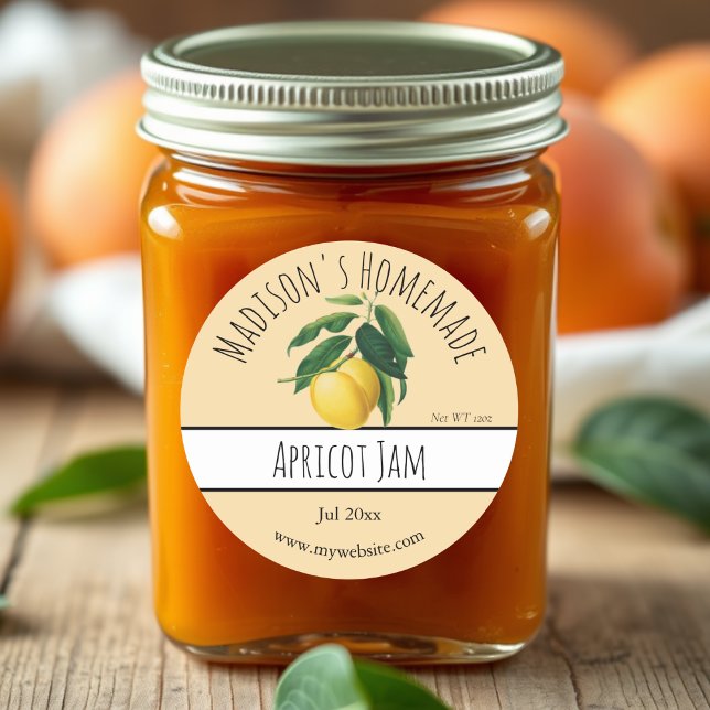 Homemade Apricot Jam Labels Runder Aufkleber (Von Creator hochgeladen)
