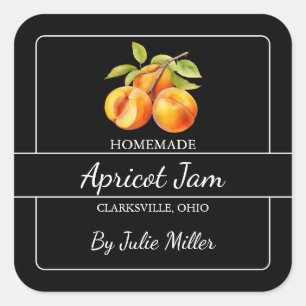 Homemade Apricot Jam Square Black Quadratischer Aufkleber