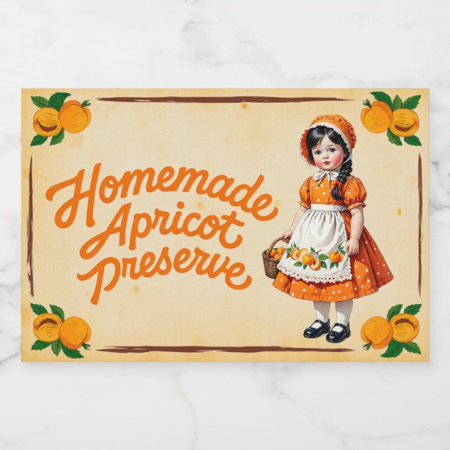 Homemade Apricot Preserve - Vintag Lebensmitteletikett (Einzelnes Label)