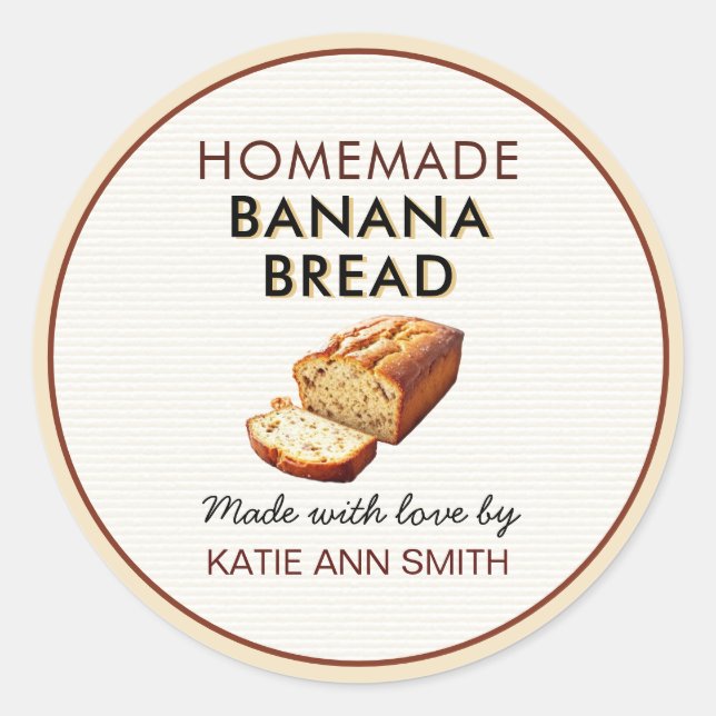 Homemade Banana Bread Label Stickers (Vorderseite)