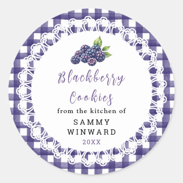 Homemade Blackberry Cookies Label Runder Aufkleber (Vorderseite)