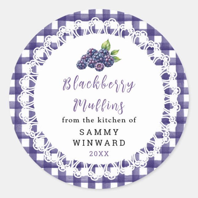 Homemade Blackberry Muffins Label Runder Aufkleber (Vorderseite)