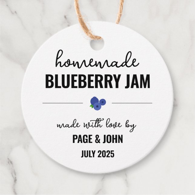 Homemade Blueberry Jam Jar Wedding Geschenkanhänger (Vorderseite)