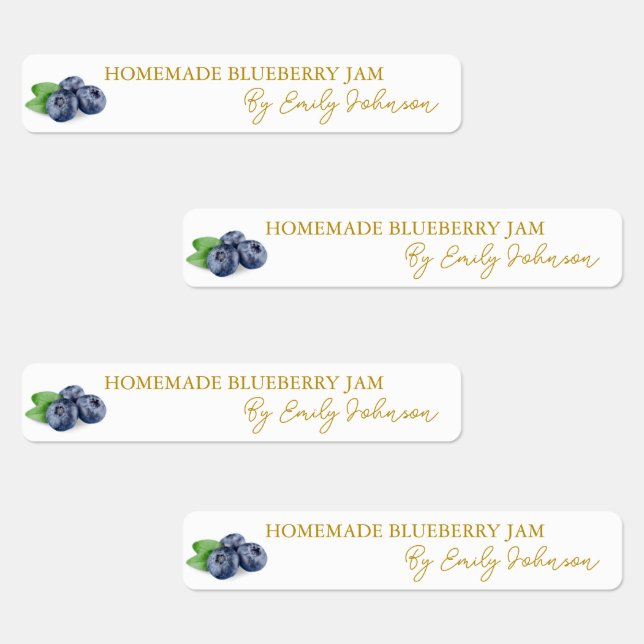 Homemade Blueberry Jam Thin Label Etiketten (Gruppe)