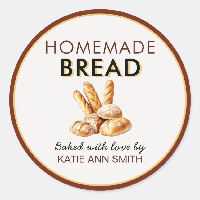 Homemade Bread Stickers | Baked with Love Labels (Vorderseite)