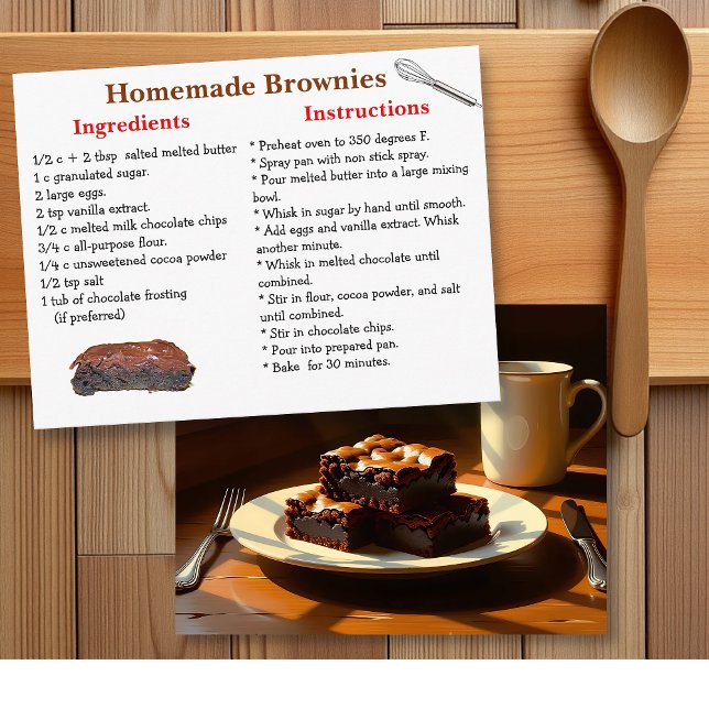 Homemade Brownies Recipe Postcard Postkarte (Von Creator hochgeladen)