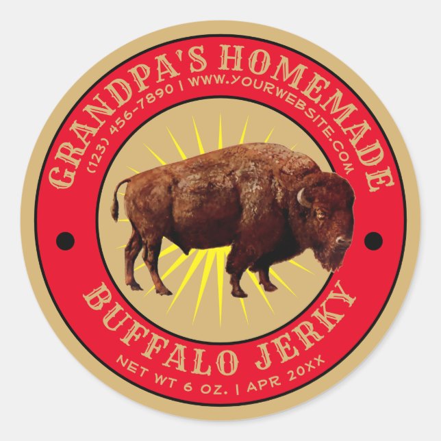 Homemade Buffalo Jerky Template Runder Aufkleber (Vorderseite)