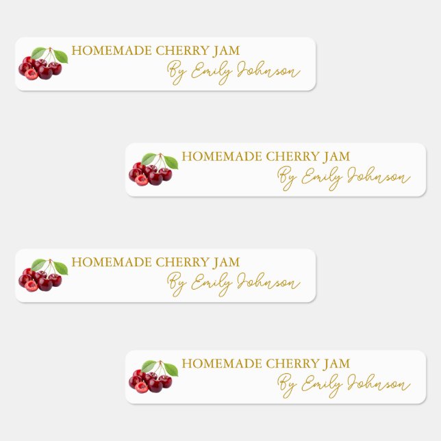 Homemade Cherry Jam Thin Label Etiketten (Gruppe)