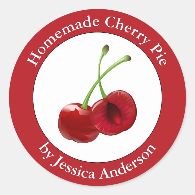 Homemade Cherry Pie Red Runder Aufkleber (Vorderseite)