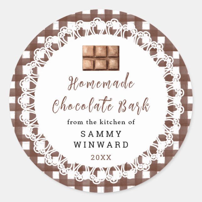 Homemade Chocolate Bark Label Runder Aufkleber (Vorderseite)
