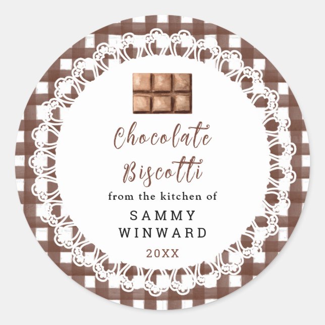 Homemade Chocolate Biscotti Label Runder Aufkleber (Vorderseite)