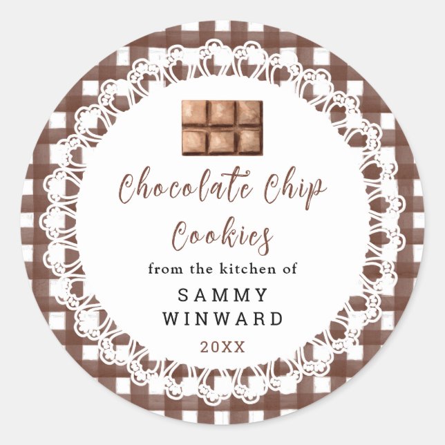 Homemade Chocolate Chip Cookies Label Runder Aufkleber (Vorderseite)