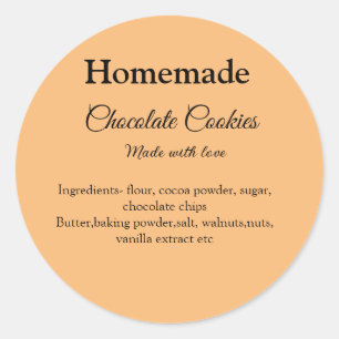 Homemade chocolate cookies made with love add text runder aufkleber