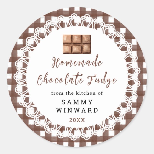Homemade Chocolate Fudge Label Runder Aufkleber (Vorderseite)
