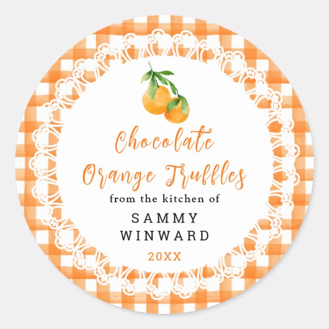 Homemade Chocolate Orange Truffles Label Runder Aufkleber (Vorderseite)