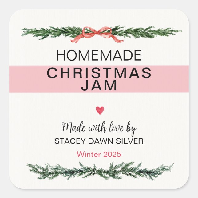Homemade Christmas Jam Canning Sticker (Vorderseite)