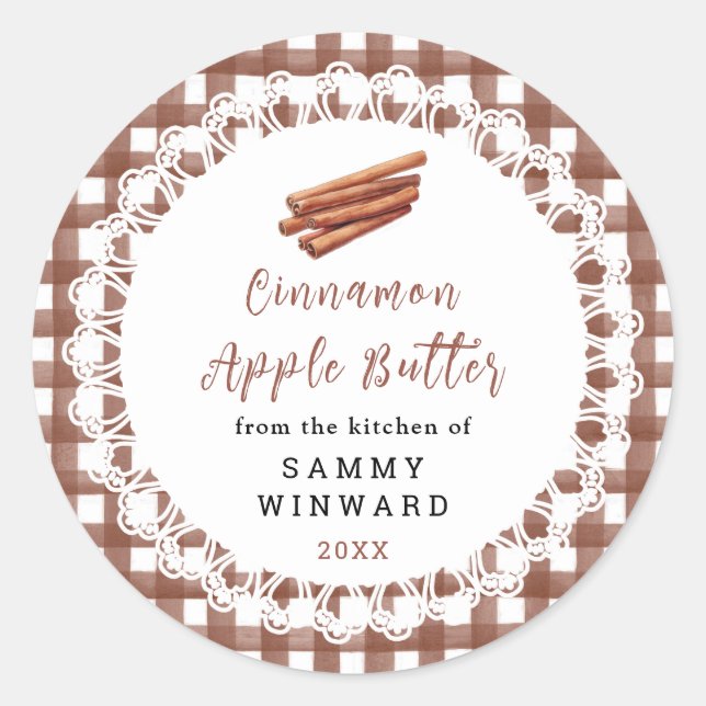 Homemade Cinnamon Apple Butter Label Runder Aufkleber (Vorderseite)