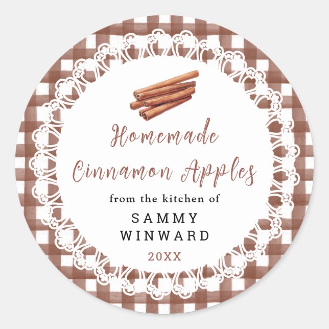 Homemade Cinnamon Apples Label Runder Aufkleber (Vorderseite)