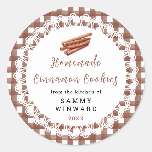 Homemade Cinnamon Cookies Label Runder Aufkleber (Vorderseite)