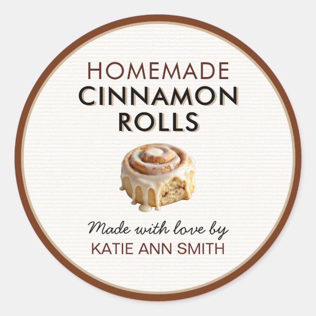 Homemade Cinnamon Rolls Label With Love Stickers (Vorderseite)