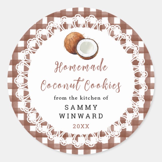 Homemade Coconut Cookies Label Runder Aufkleber (Vorderseite)