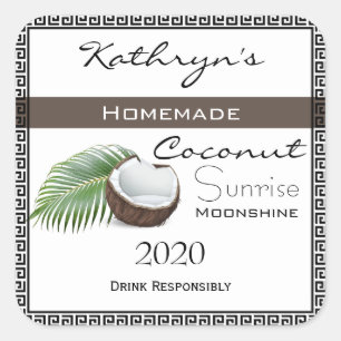 Homemade Coconut Moonshine Quadratischer Aufkleber
